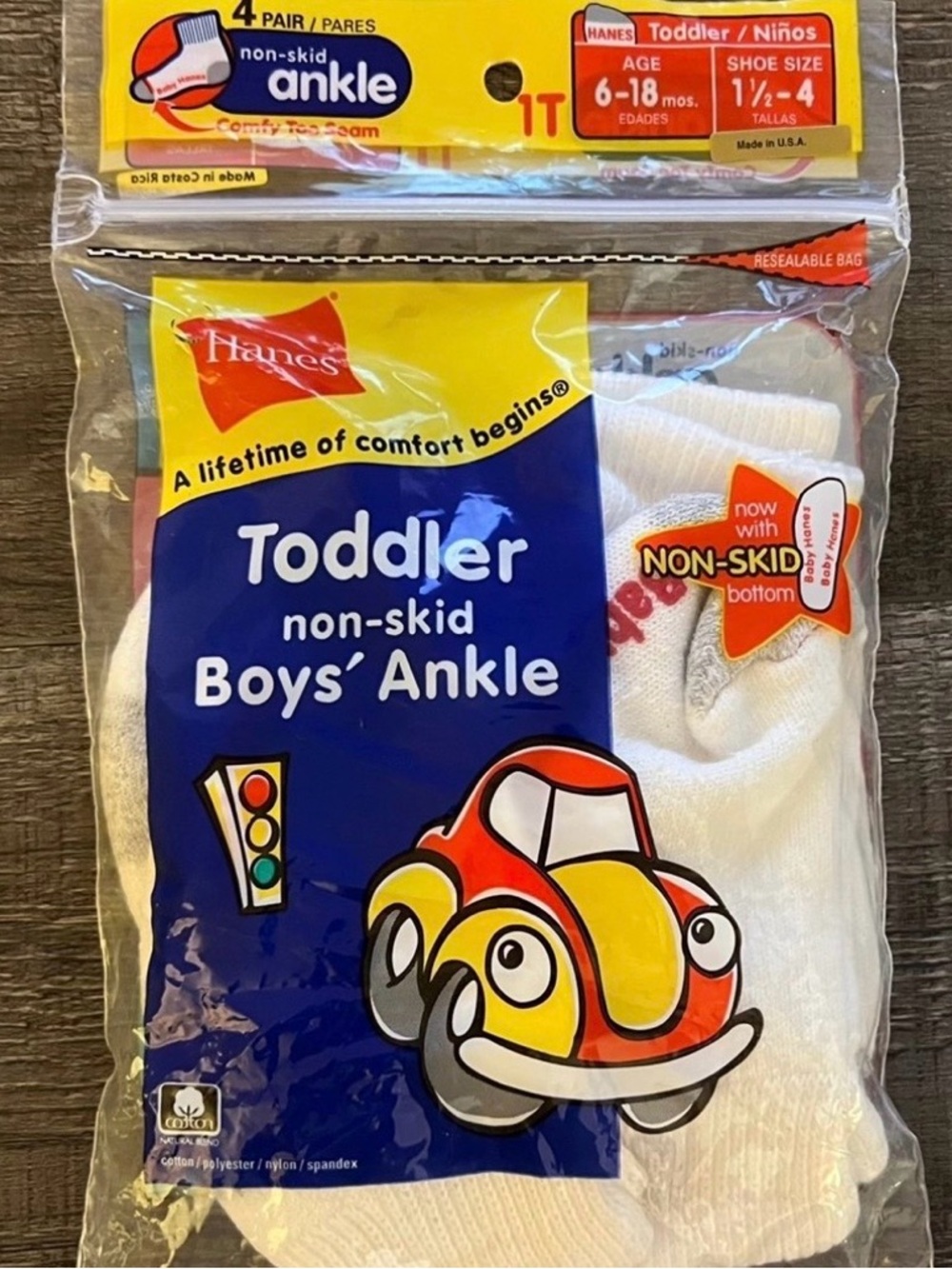 New Hanes Toddler 6-18 Month Non-Skid Ankle Socks